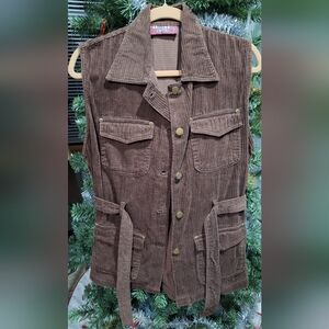 Vintage-Inspired Corduroy Belted Jacket Denim & Co.